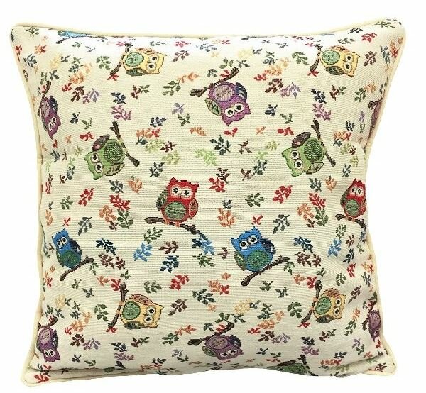 tapestry owl cushion